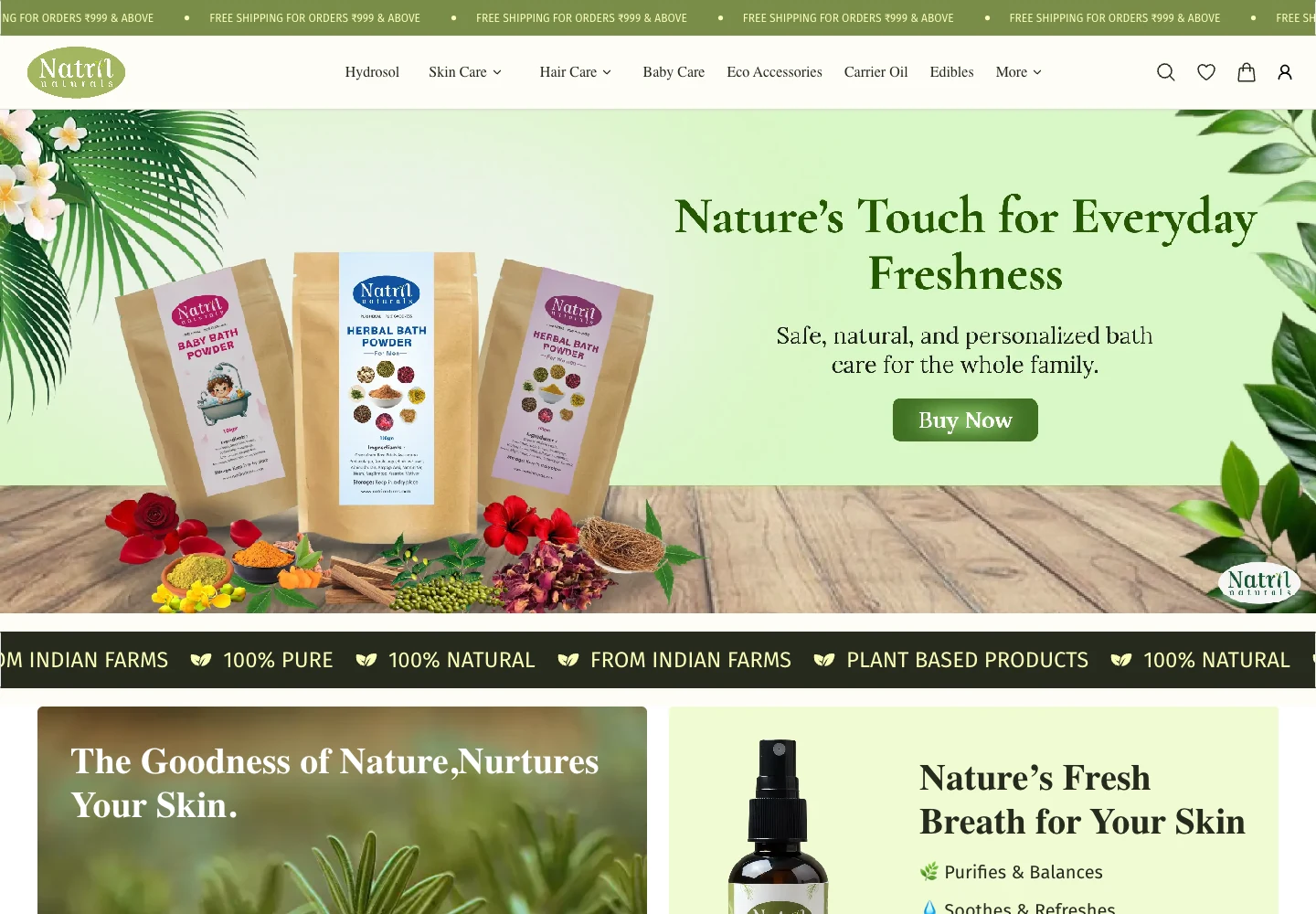 Natril Naturals live desktop storefront